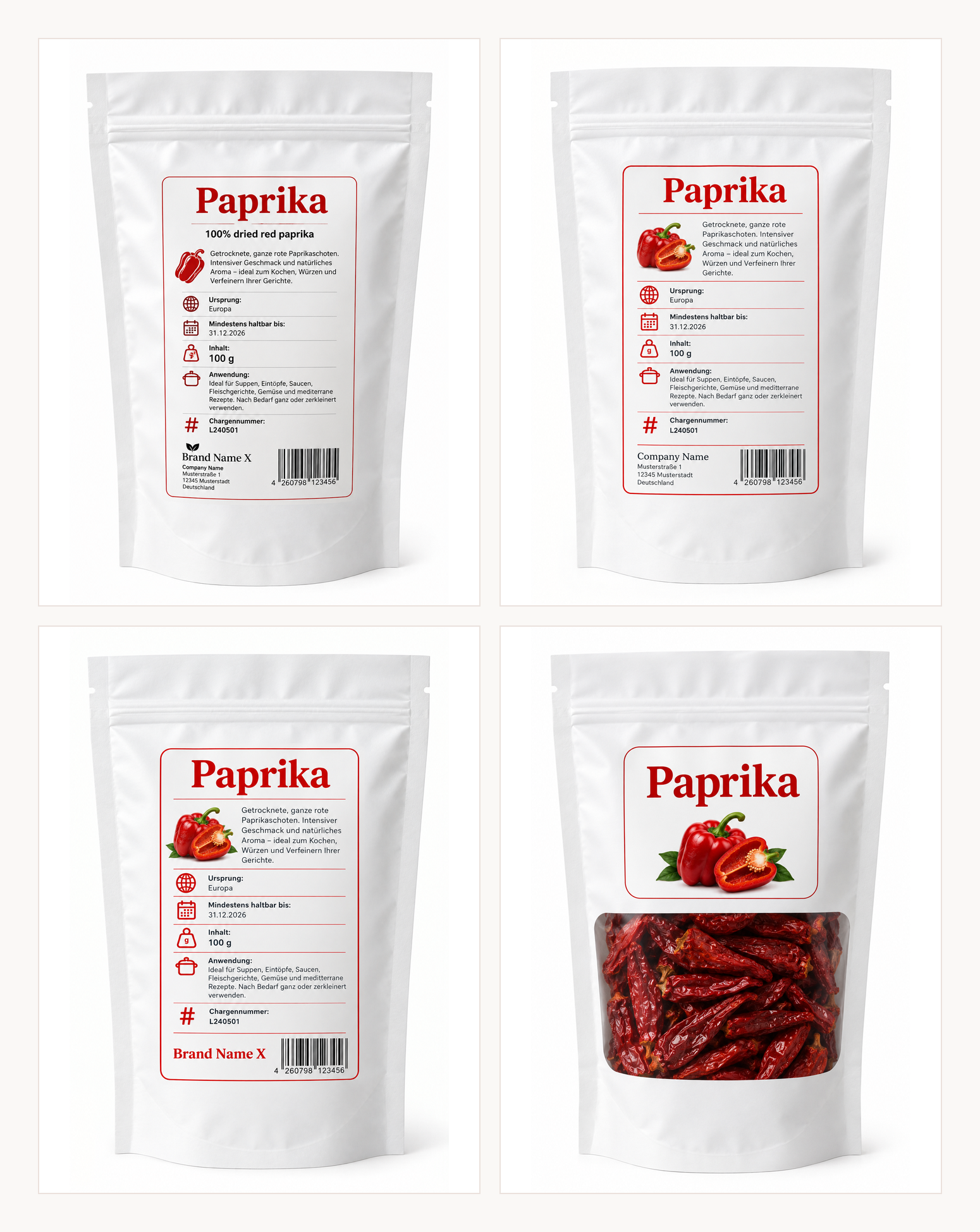 ATOM WORLD getrocknete rote Paprika – Produktansichten